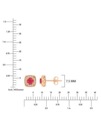 Ruby & Diamond Cushion Stud Earrings