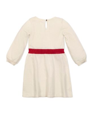 Little and Big Girls' Organic Embroidered Skater Sweater Dress with Bow