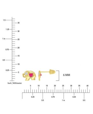 14K Yellow Gold Elephant Screw Back Stud Earrings