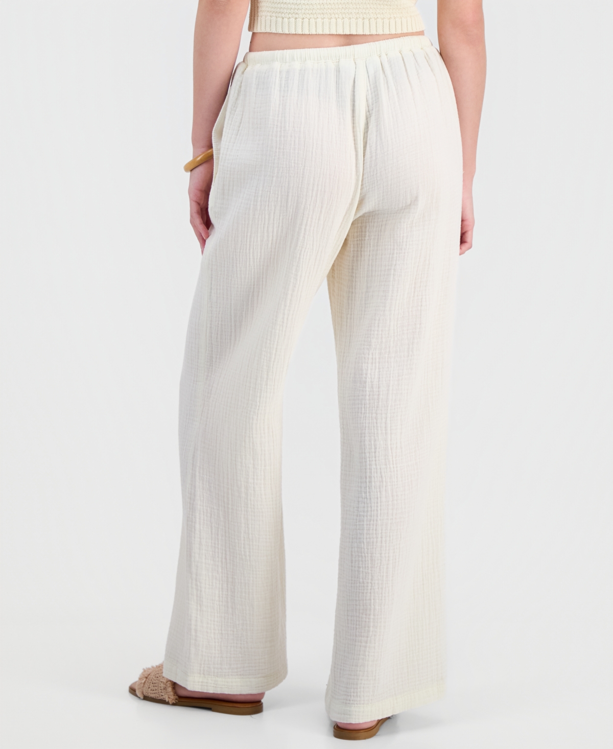 Juniors' Cotton Gauze Drawstring Beach Pants