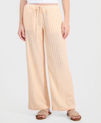 Juniors' Textured Drawstring Beach Pants