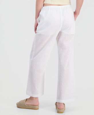 Juniors' Eyelet Drawstring Beach Pants
