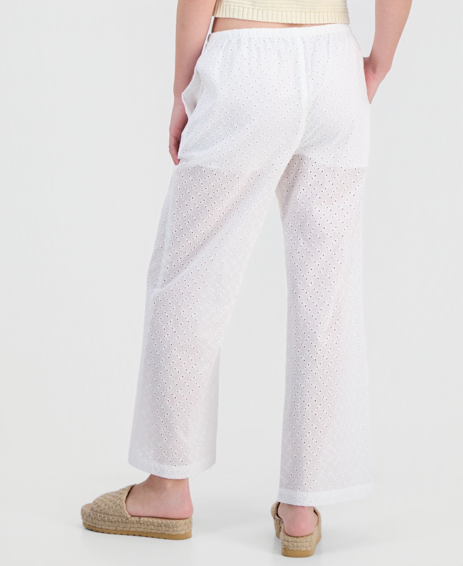 Juniors' Eyelet Drawstring Beach Pants