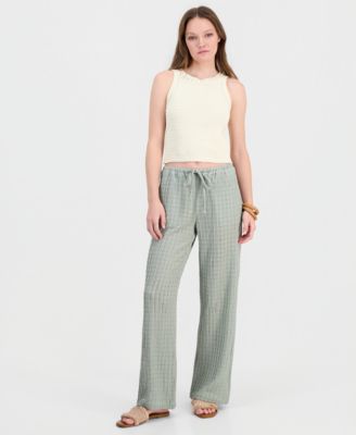 Juniors' Textured Drawstring Beach Pants