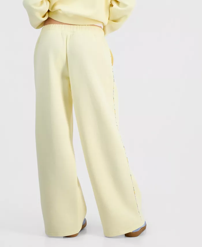 Juniors' Floral Piped Fleece Wide-Leg Pants - thumbnail 7