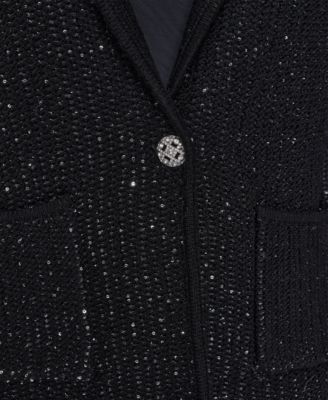 Women's Sequined Knit Front Button Jacket