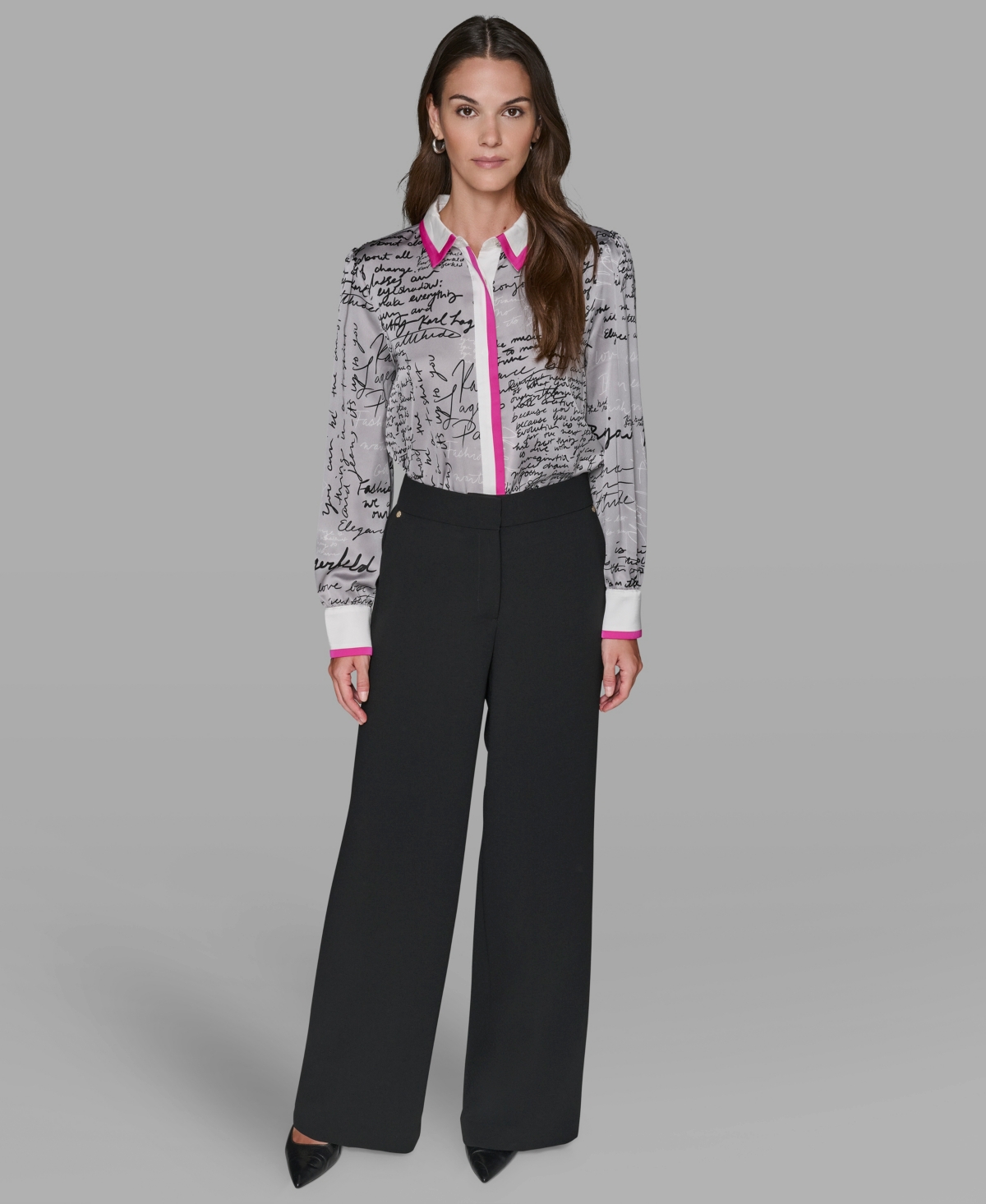 Karl Lagerfeld Women's Script Blouse Top In Multi