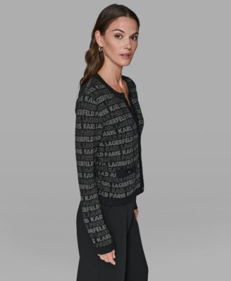 Women's Lurex Logo Cardigan Sweater