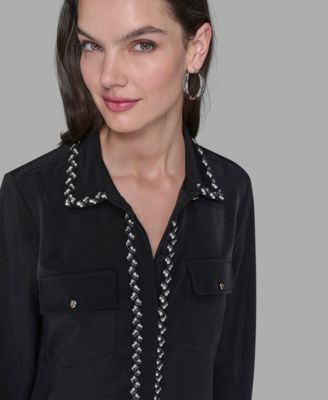 Women's Tweed Collar Top