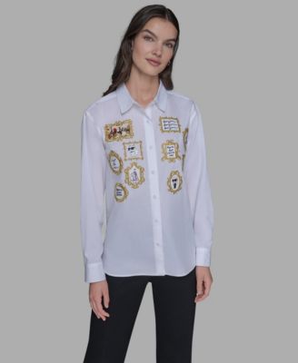 KARL LAGERFELD PARIS - Women's Portrait Button Down Top