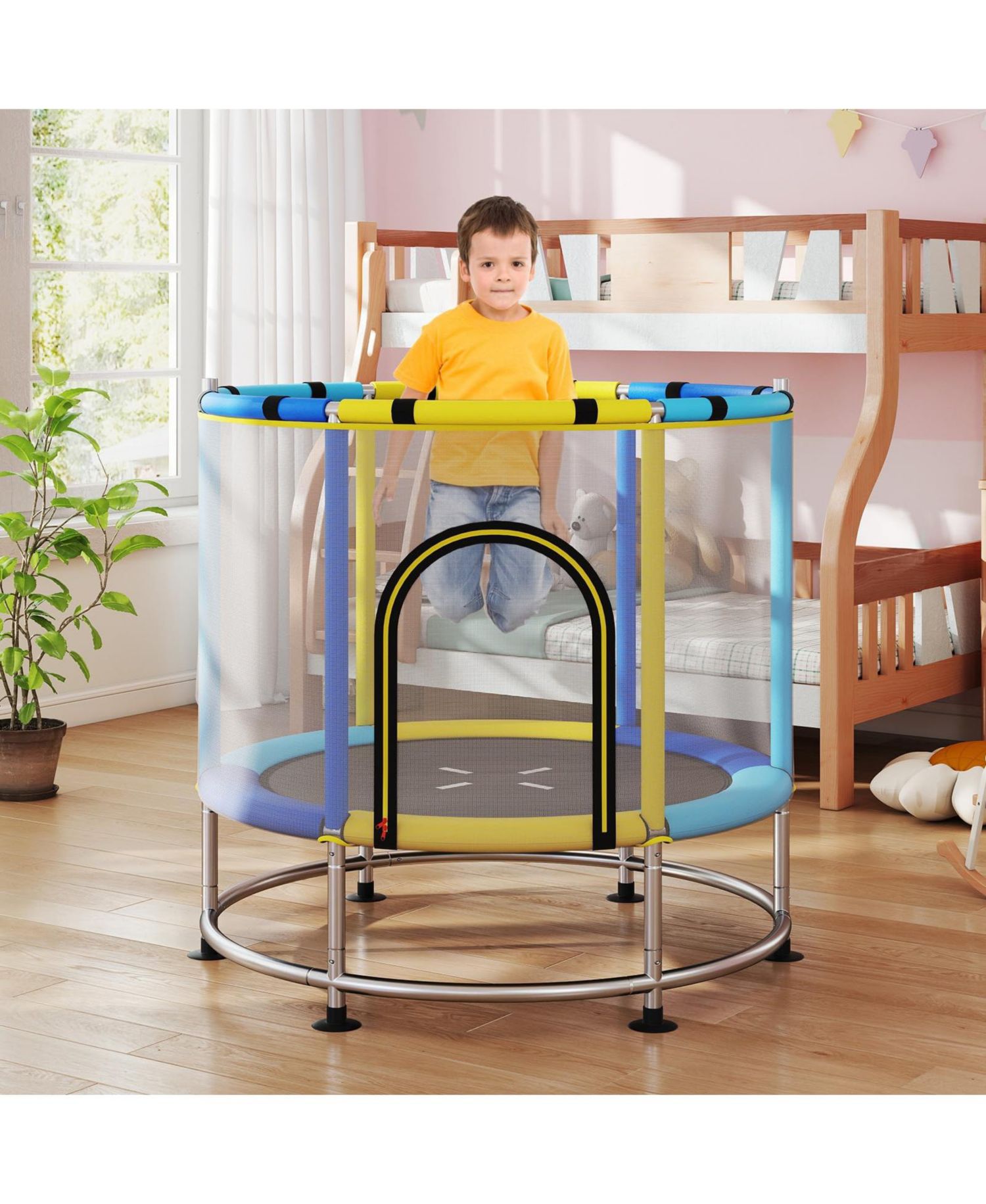Kids Ages 3-6 6-in-1 Trampoline with Safety Net
