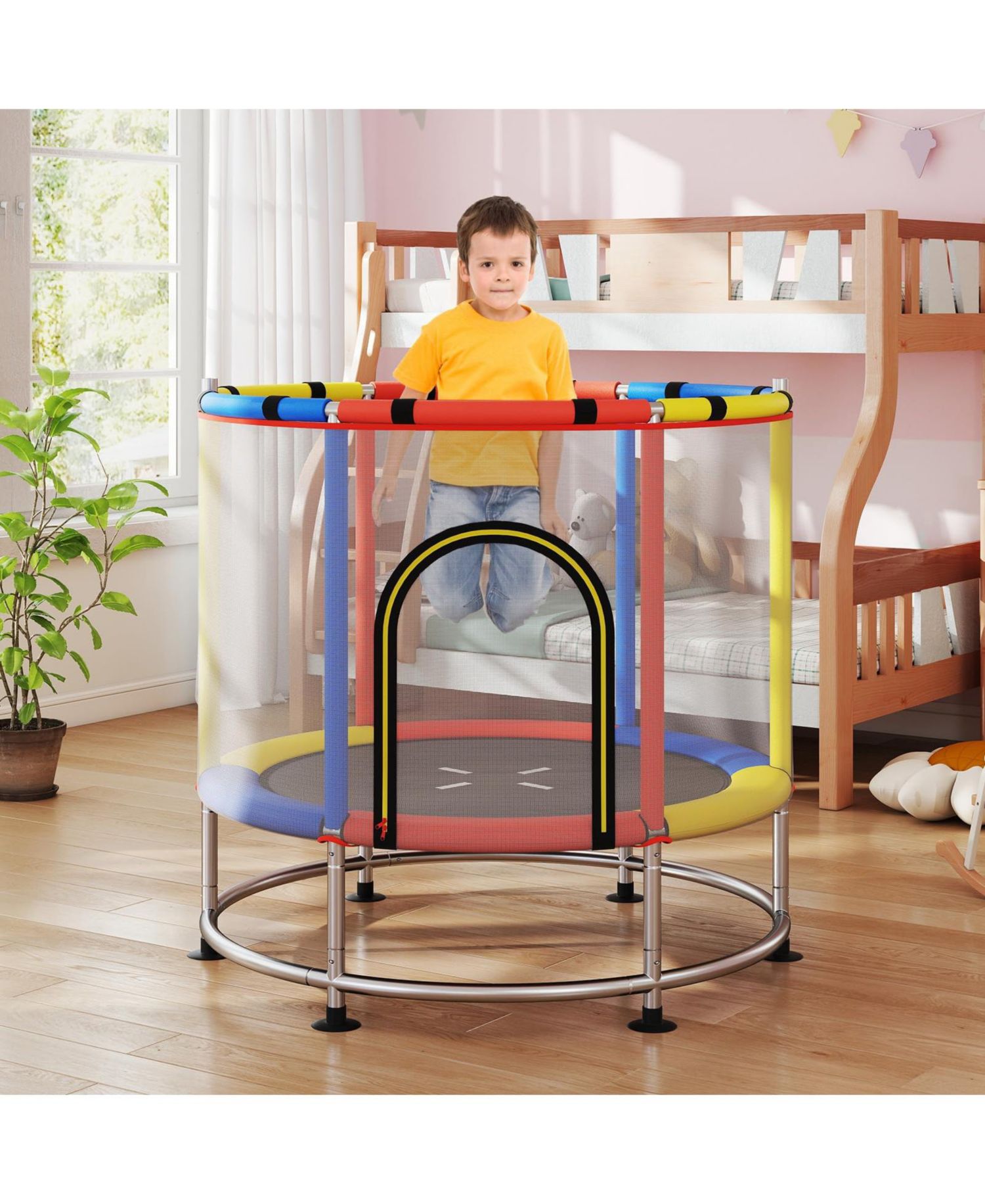 Kids Ages 3-6 6-in-1 Trampoline with Safety Net