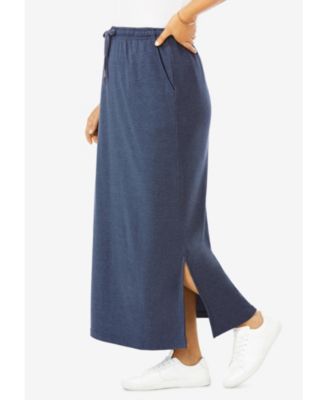 Plus Size Sport Knit Side-Slit Skirt