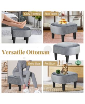 Barrel Chair with Ottoman Footrest Curved Backrest Armrests Removable Seat Cushion