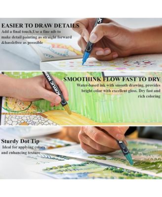 24 Colors Acrylic Markers Set, Dual Tip Fine & Dot Point Acrylic Paint Pens for Rocks, Wood, Canvas, Stone and Drawing & Art Supplies