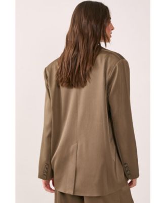 Women's Satin Pleated Oversized Blazer