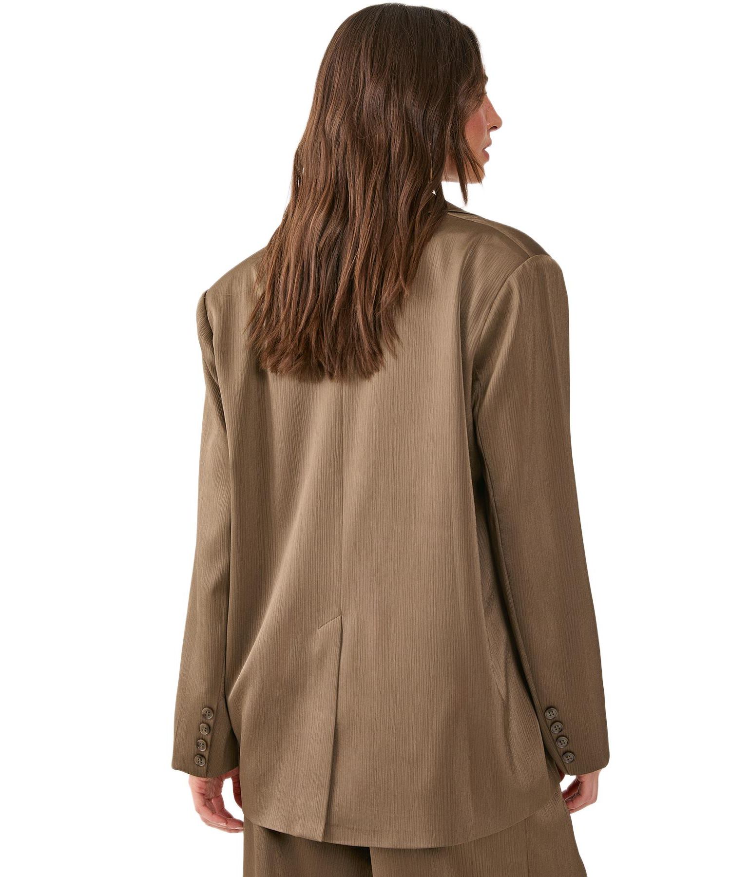 Women's Satin Pleated Oversized Blazer