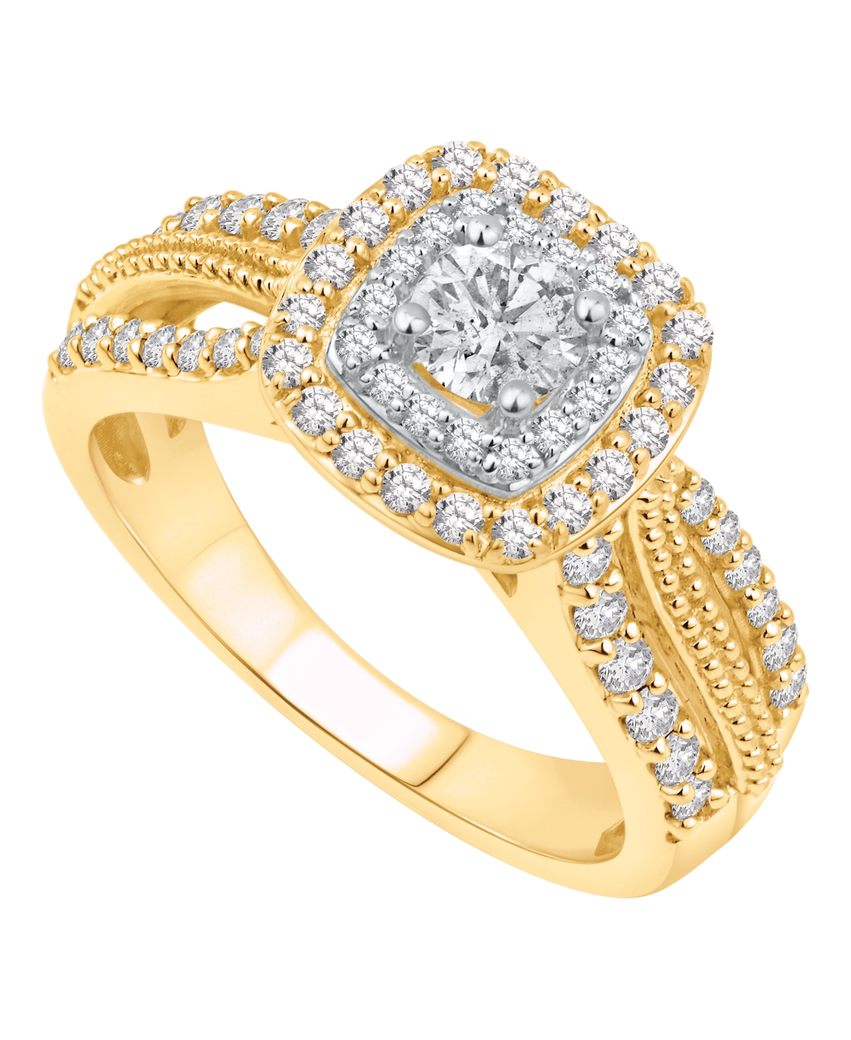 Macy's Diamond Halo Engagement Ring (1 ct. t.w.) in 14K Two-Tone Gold