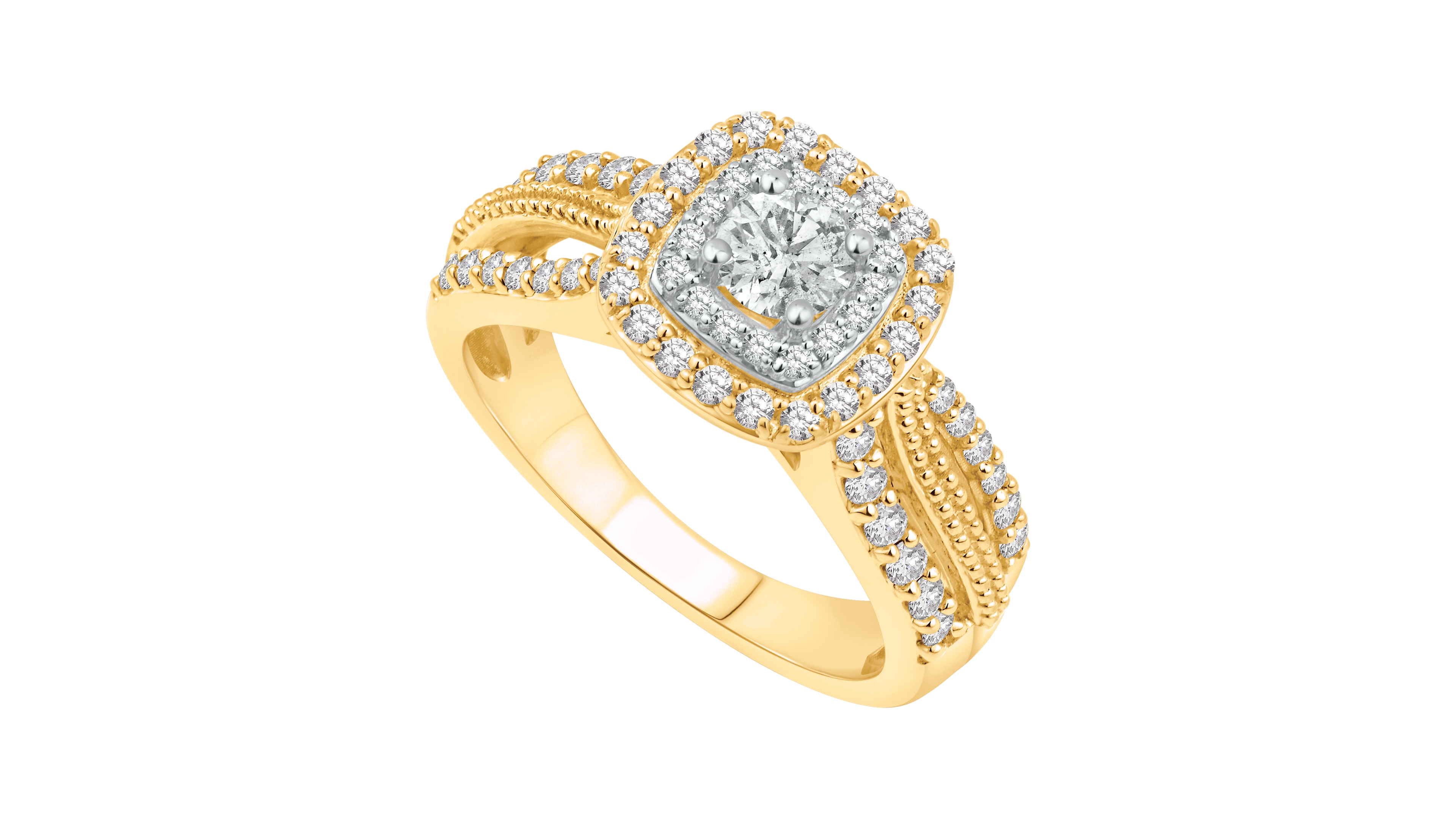 Macy's Diamond Halo Engagement Ring (1 ct. t.w.) in 14K Two-Tone Gold