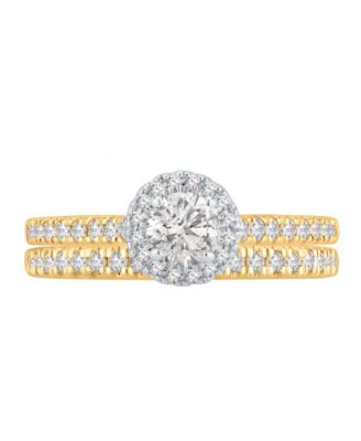 Diamond Halo Bridal Set (1 ct. t.w.) in 18k Two-Tone Gold