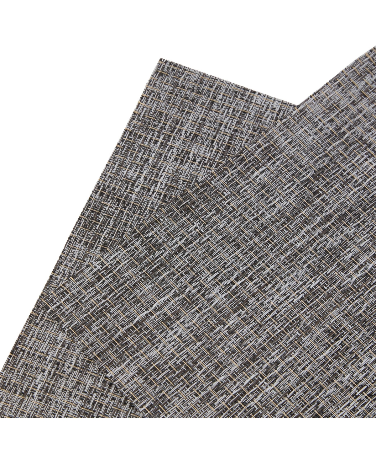 Dainty Home Madison Texteline Outdoor Dining Set Textured Design Reversible 12" x 18" Rectangular Placemats Set of 6 With Gold Metallic Thre