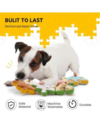 Interactive Squeaky Dog Puzzle Toys, 4-in-1 Tearable Rip Pull Apart Enrichment Plush Stuffed Crinkle Chew Toys for Small Medium Large Breeds