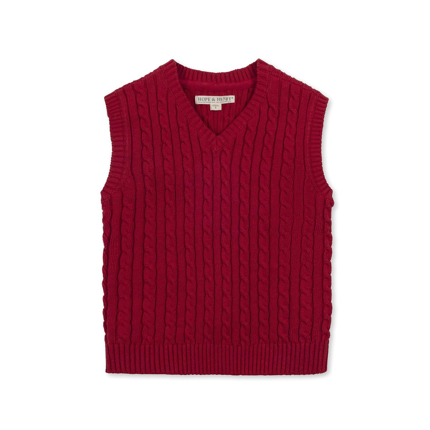 Little Boys Hope and Henry Organic V-Neck Cable Sweater Vest