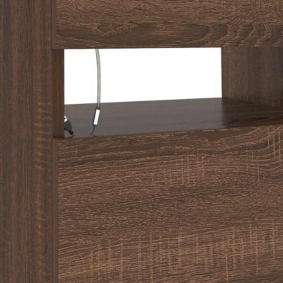 TV Stand with LED Lights Brown Oak 35.4"x13.8"x15.7"