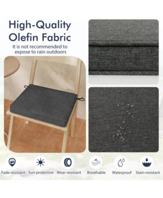 Outdoor Chair Cushion Set of 2 Waterproof Fade-Resistant Olefin Seat Cushions-Gray