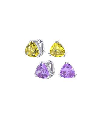 Triangle CZ Solitaire Clip-On Earrings Plated