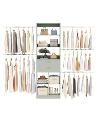 4-8 FT Walk-in Adjustable Closet Organizer System with 2 Drawers and 5 Rods, Fits 60-96'' Closets