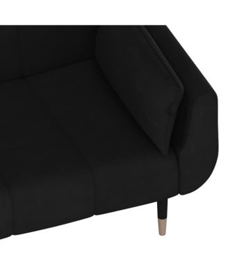 2-Seater Sofa Bed with Two Pillows Black Velvet