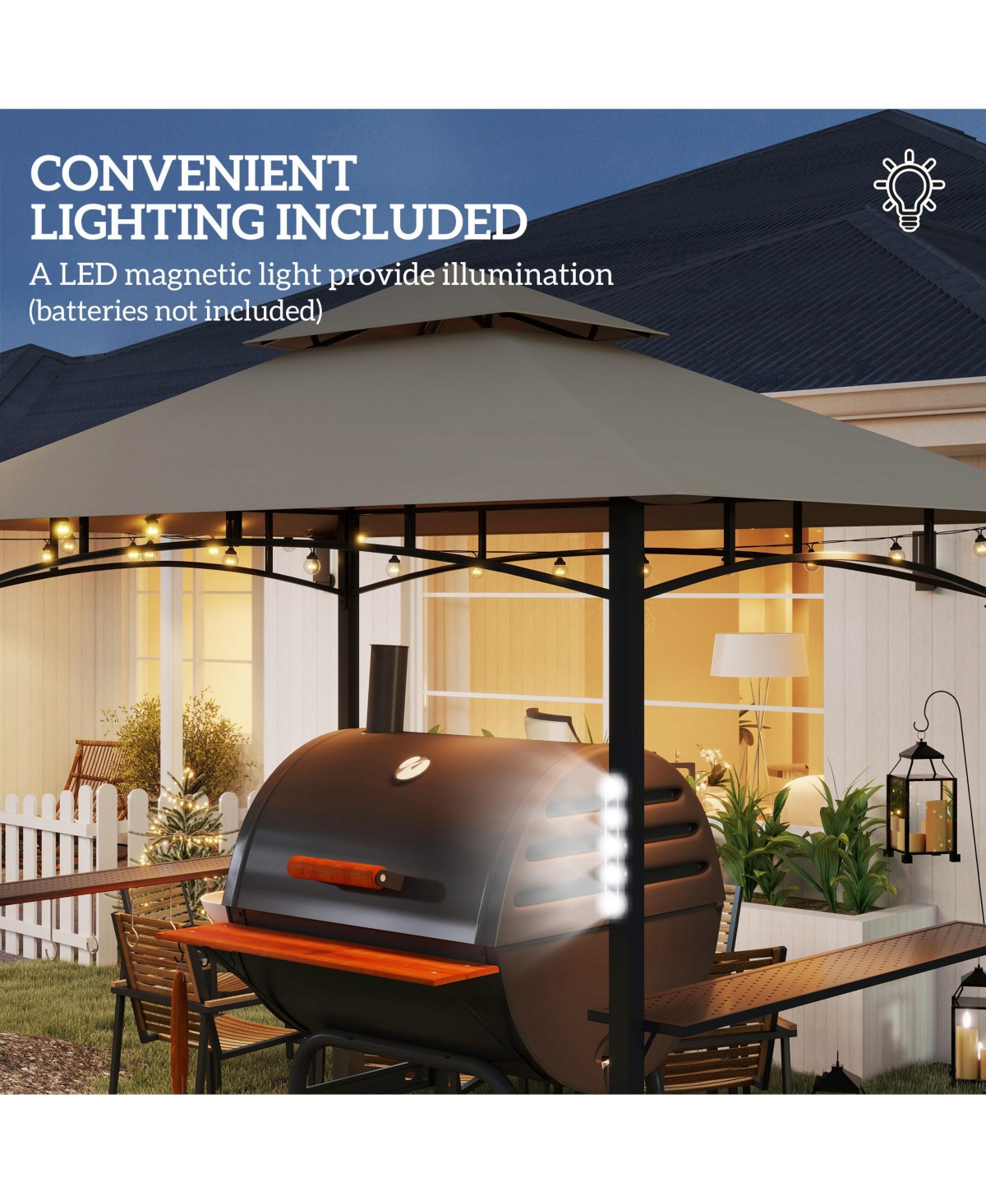 Outsunny 8' x 5' Grill Gazebo, 2-Tier Outdoor Bbq Gazebo,