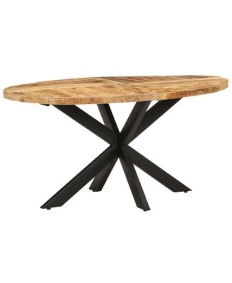 Dining Table Rough Mango Wood Powder-Coated Steel