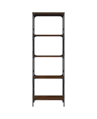 Bookcase Brown Oak Engineered Wood and Metal Medium Bookcase