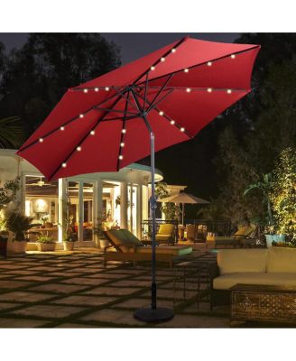 10ft Patio Solar Umbrella LED Patio Market Steel Tilt W