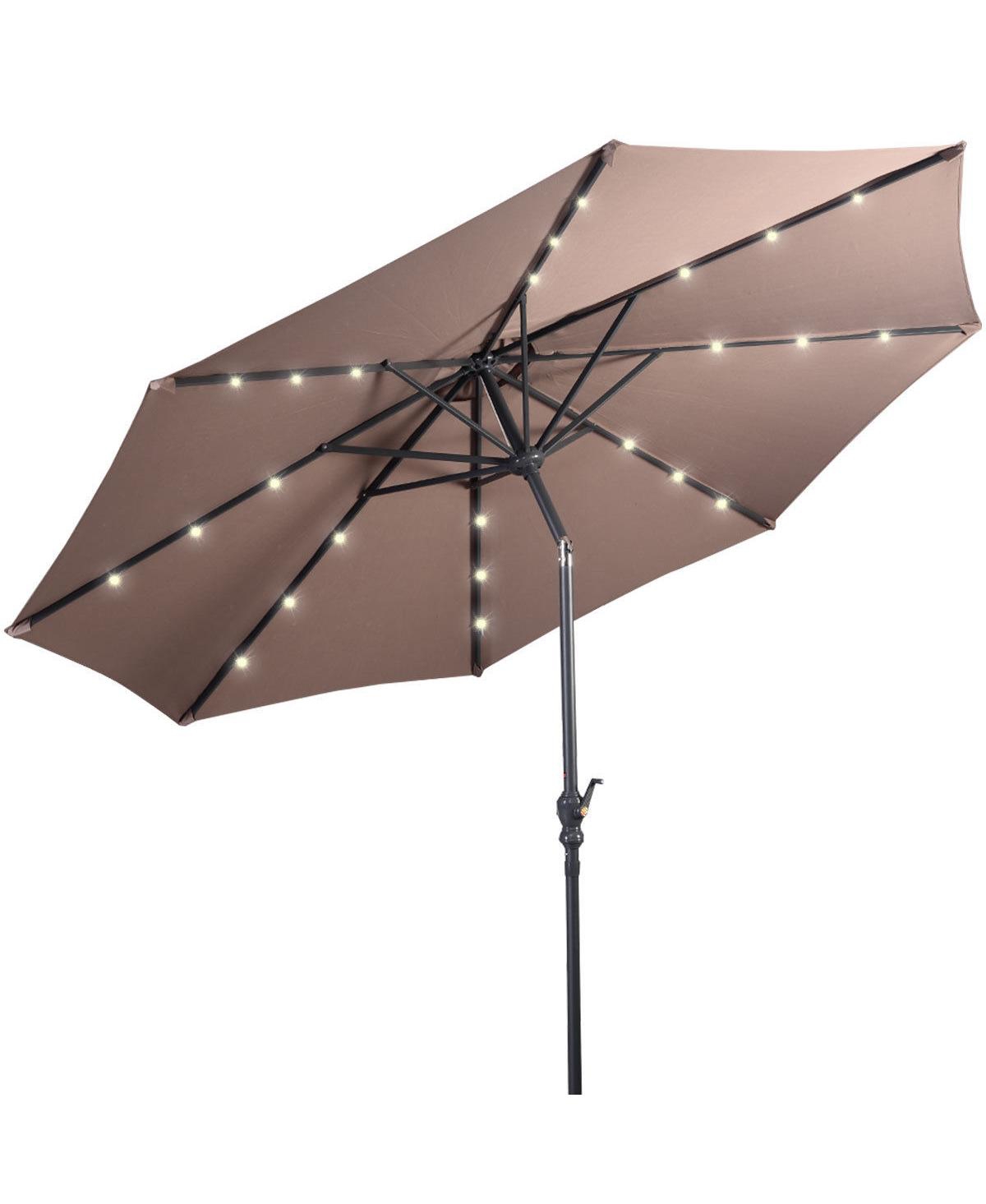 Costway 10ft Patio Solar Umbrella Led Market Steel Tilt W