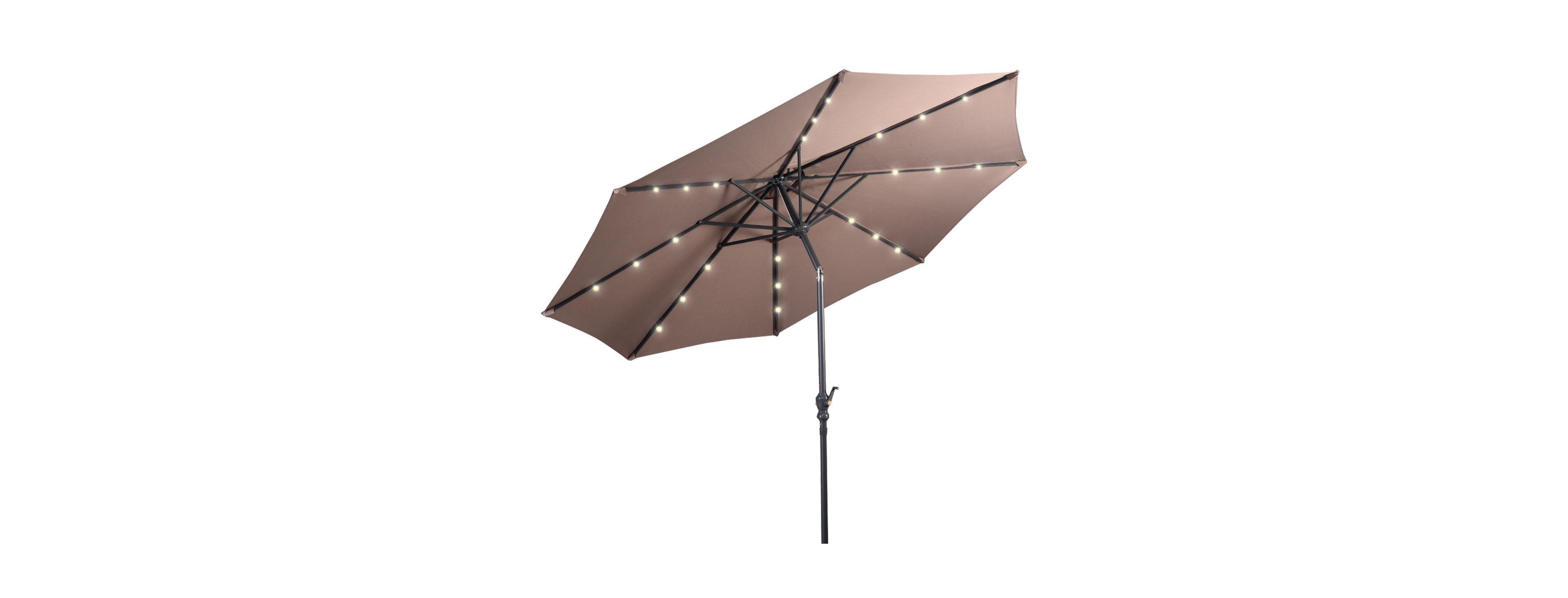 Costway 10ft Patio Solar Umbrella Led Market Steel Tilt W