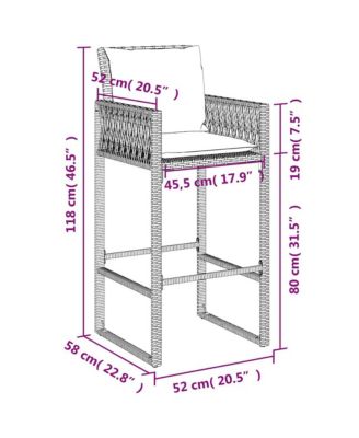 Garden Bar Stool Black, Cream White