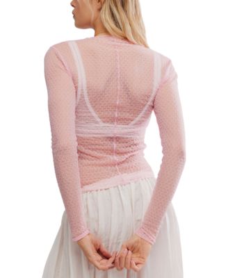 Women's Patterned Mesh Mock Neck Top 