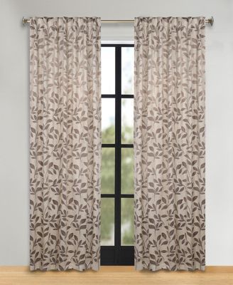 Leaves Modern Bohemian Back Tab Blackout Curtain Set, 52"x 108"