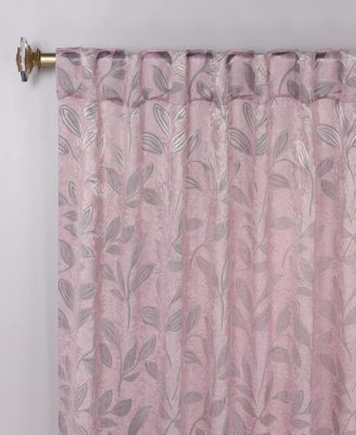 Leaves Modern Bohemian Back Tab Blackout Curtain Set, 52"x 108"