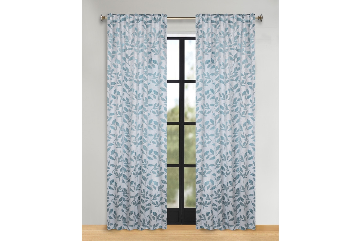 Superior Leaves Modern Bohemian Back Tab Blackout Curtain Set