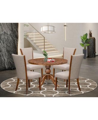Round Table And Four Parsons Dining Chairs Dinette Set