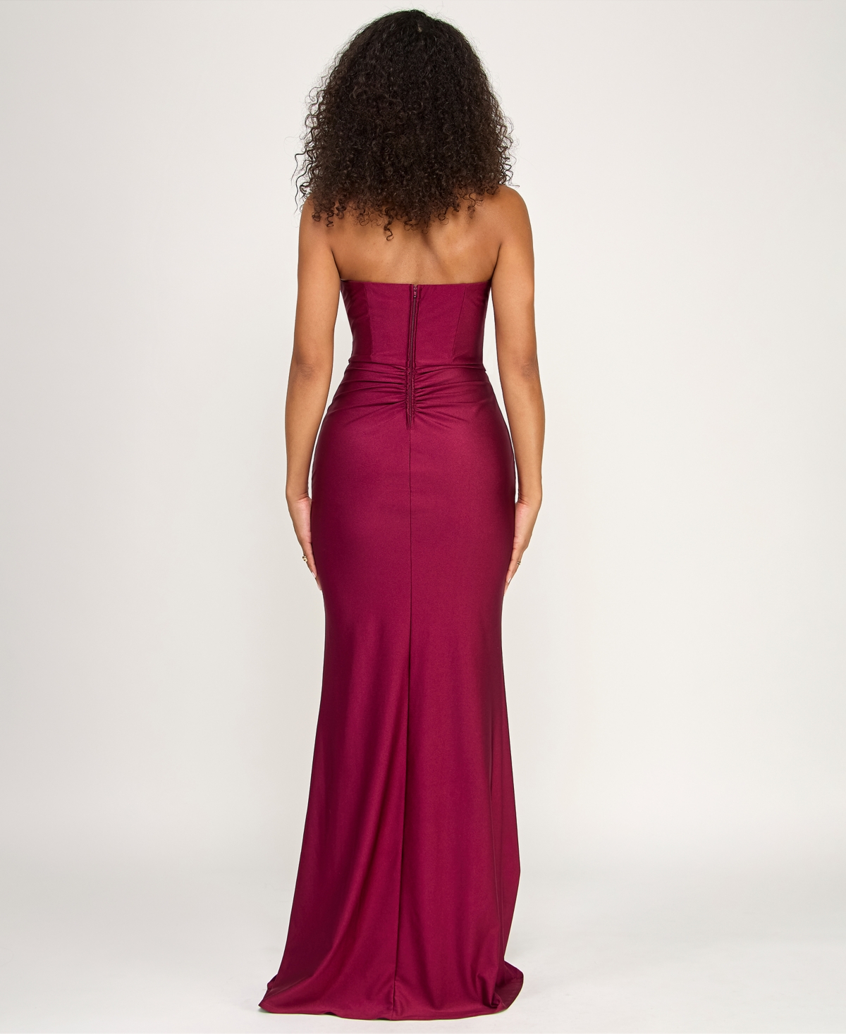 Katia Rae Junior's Strapless Corset Gown In Burgundy