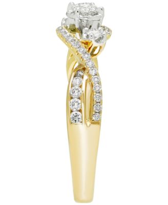 Diamond 3-Stone Ring (5/8 ct. t.w.) in 14k Yellow Gold