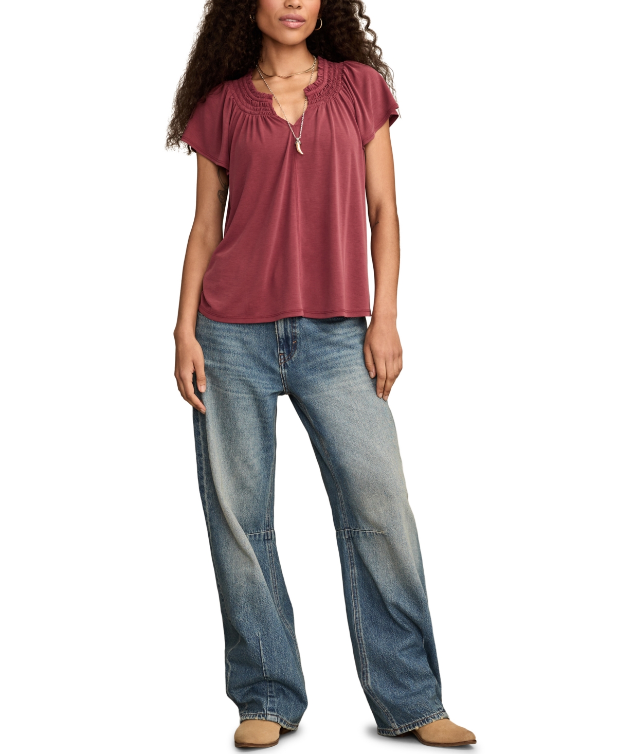 Lucky Brand Women's Sandwash Notch Top