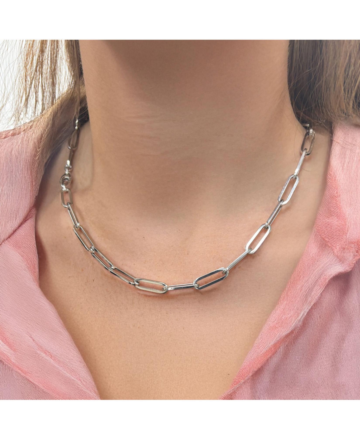 The Lovery Extra Large Paperclip Link Chain Necklace 14K White Gold inches
