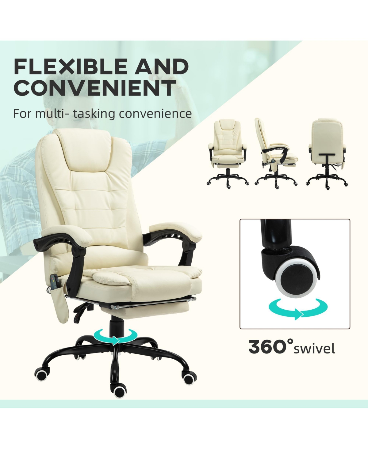 Vinsetto 7-Point Vibrating Massage Office Chair with High Back