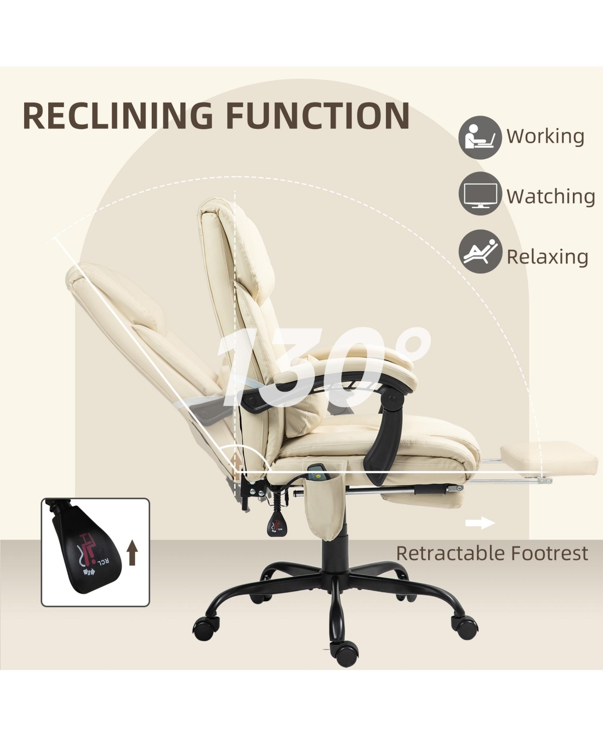 Vinsetto Massage Office Chair, Chair with 6 Vibration Points